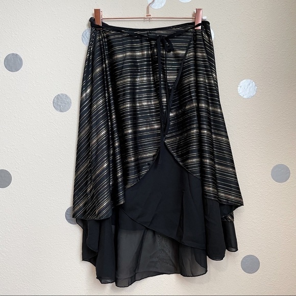 Metallic Striped Wrap Skirt - Picture 1 of 5